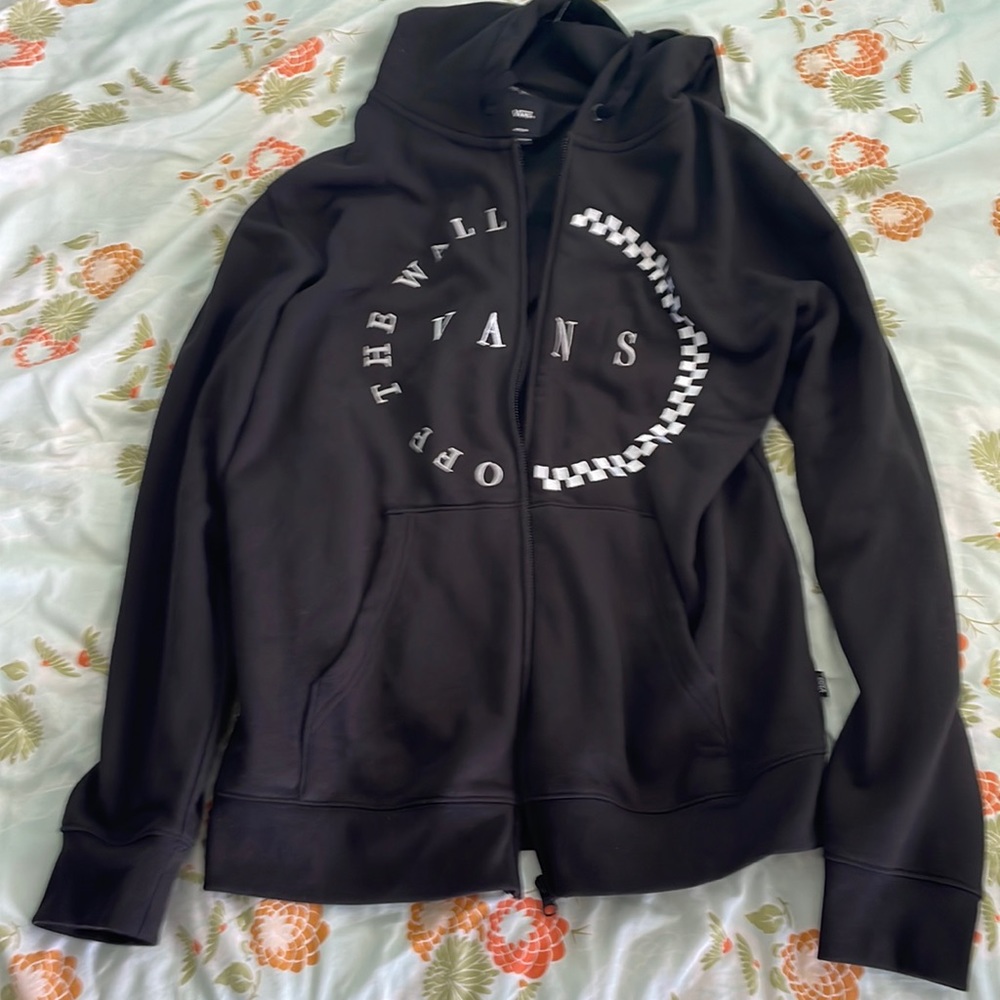 Vans off the wall black zip up hoodie size adult medium